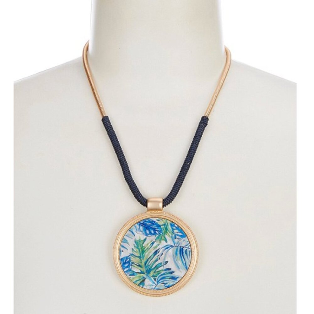Leaf Print Navy Cord Wrapped Chain by Southern Living